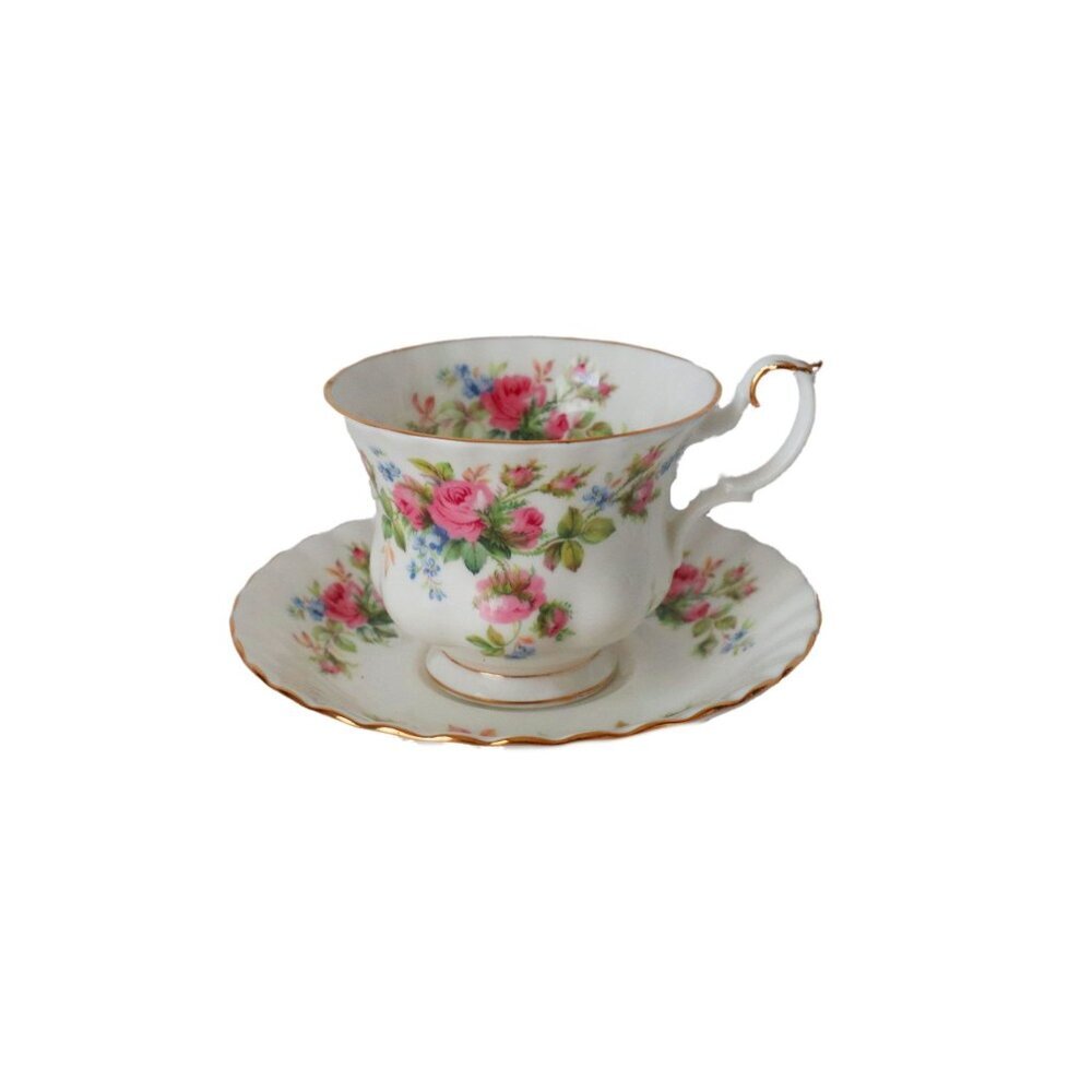 Royal Albert Vintage Teacup and Saucer Moss Rose Tea Cup Floral English